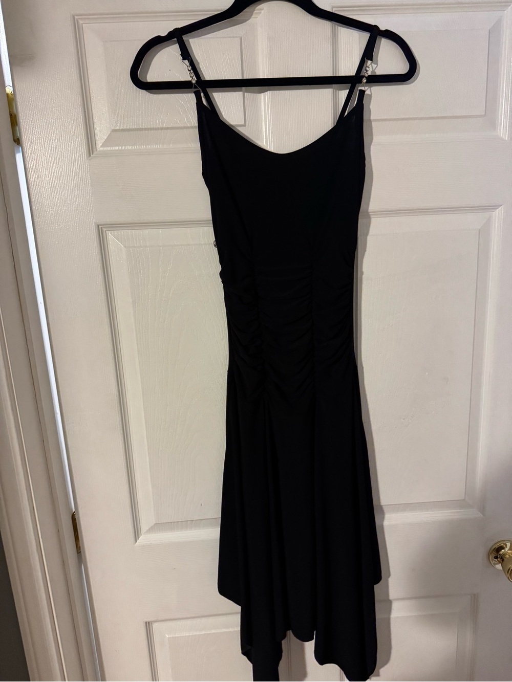 Classic Black Spaghetti-Strap Dress - Elegant Ruched Detail